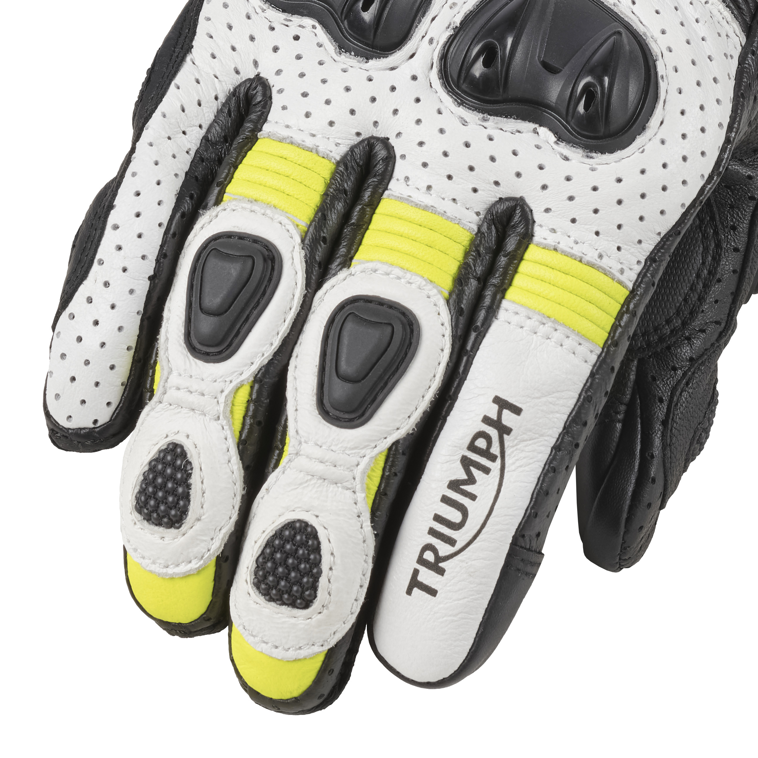 Bullet Leather Gloves in Black, White and Fluro | Motorcycle Clothing