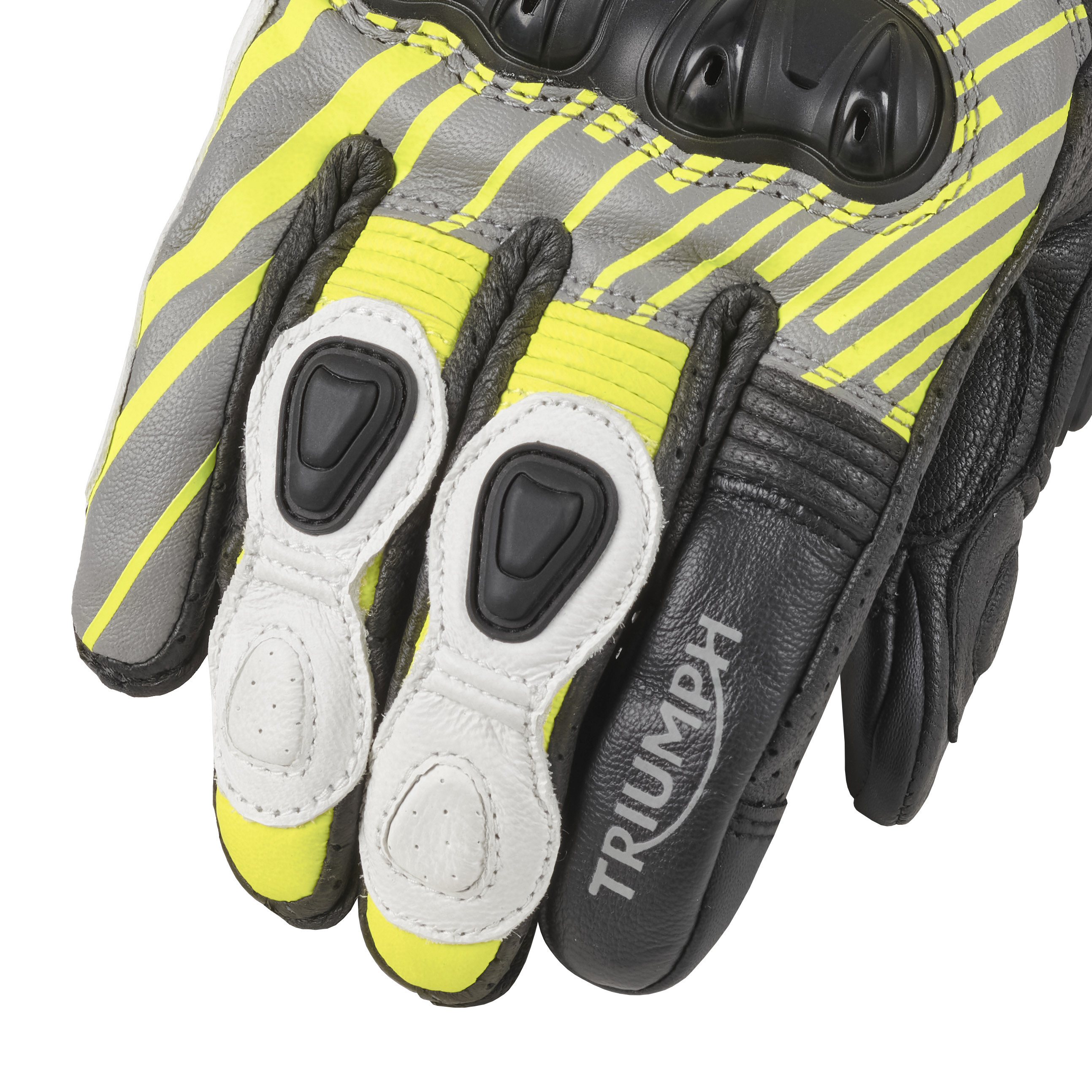 Arena Leather Gloves in Black, White and Fluro | Motorcycle Clothing