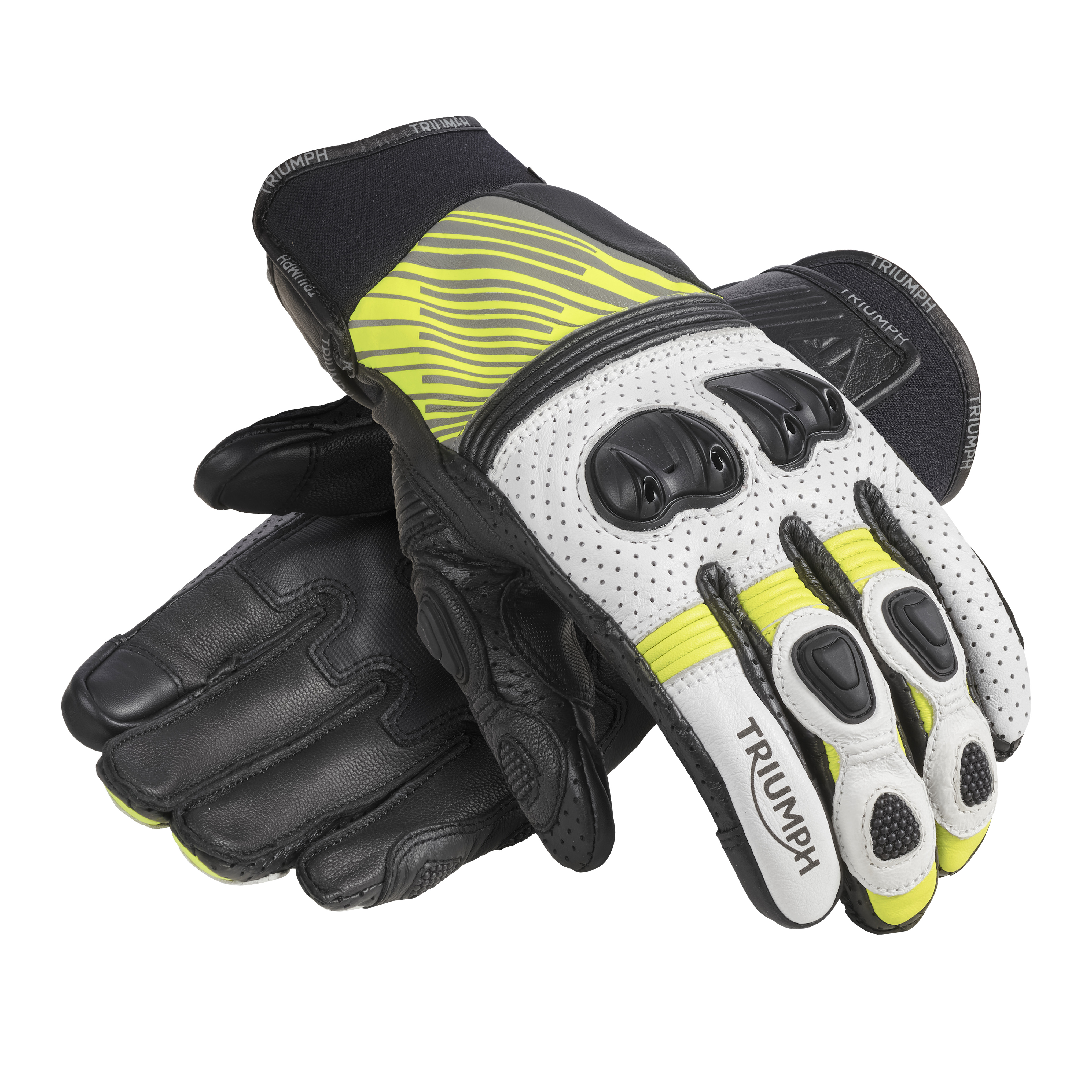 Bullet Leather Gloves in Black, White and Fluro | Motorcycle Clothing