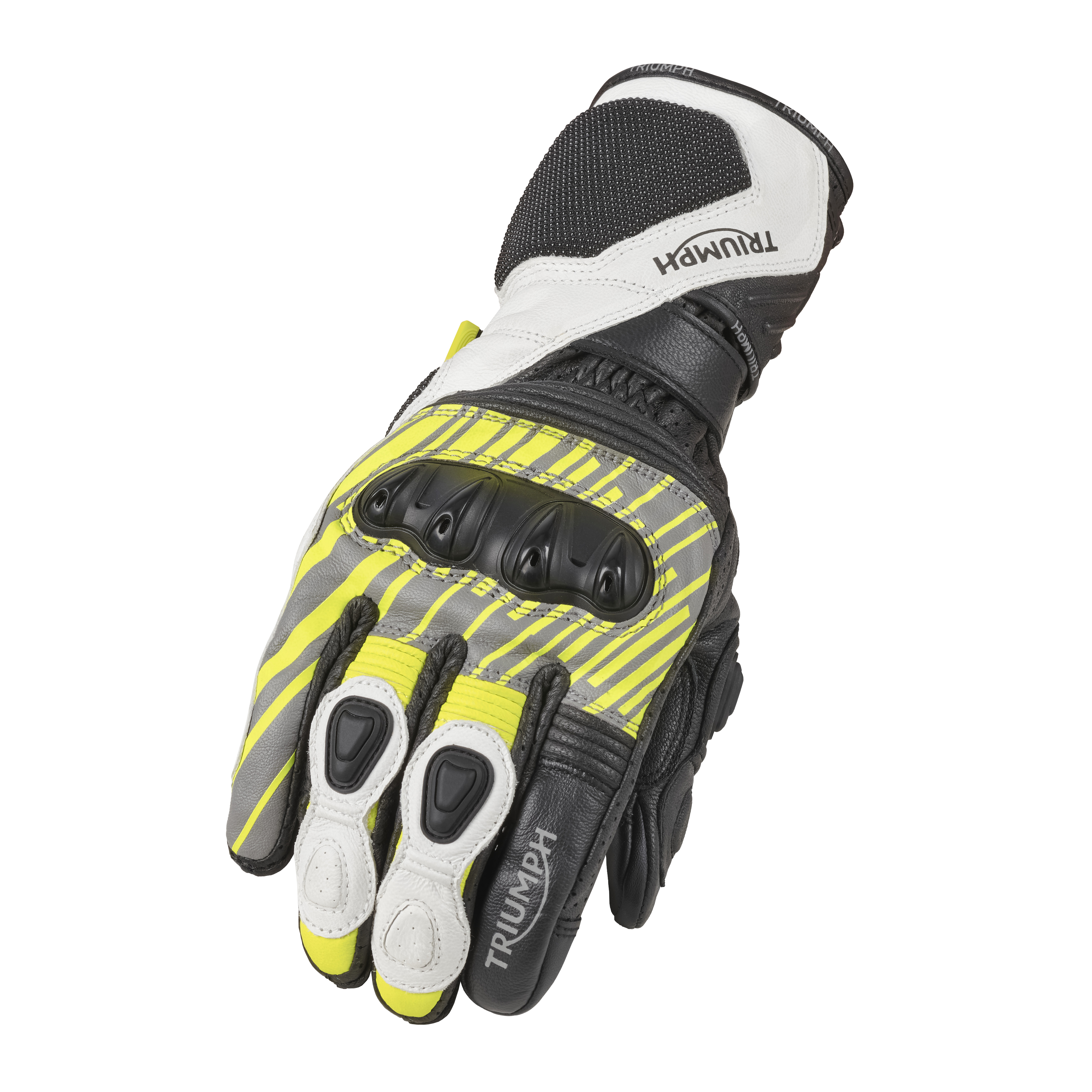 Arena Leather Gloves in Black, White and Fluro | Motorcycle Clothing