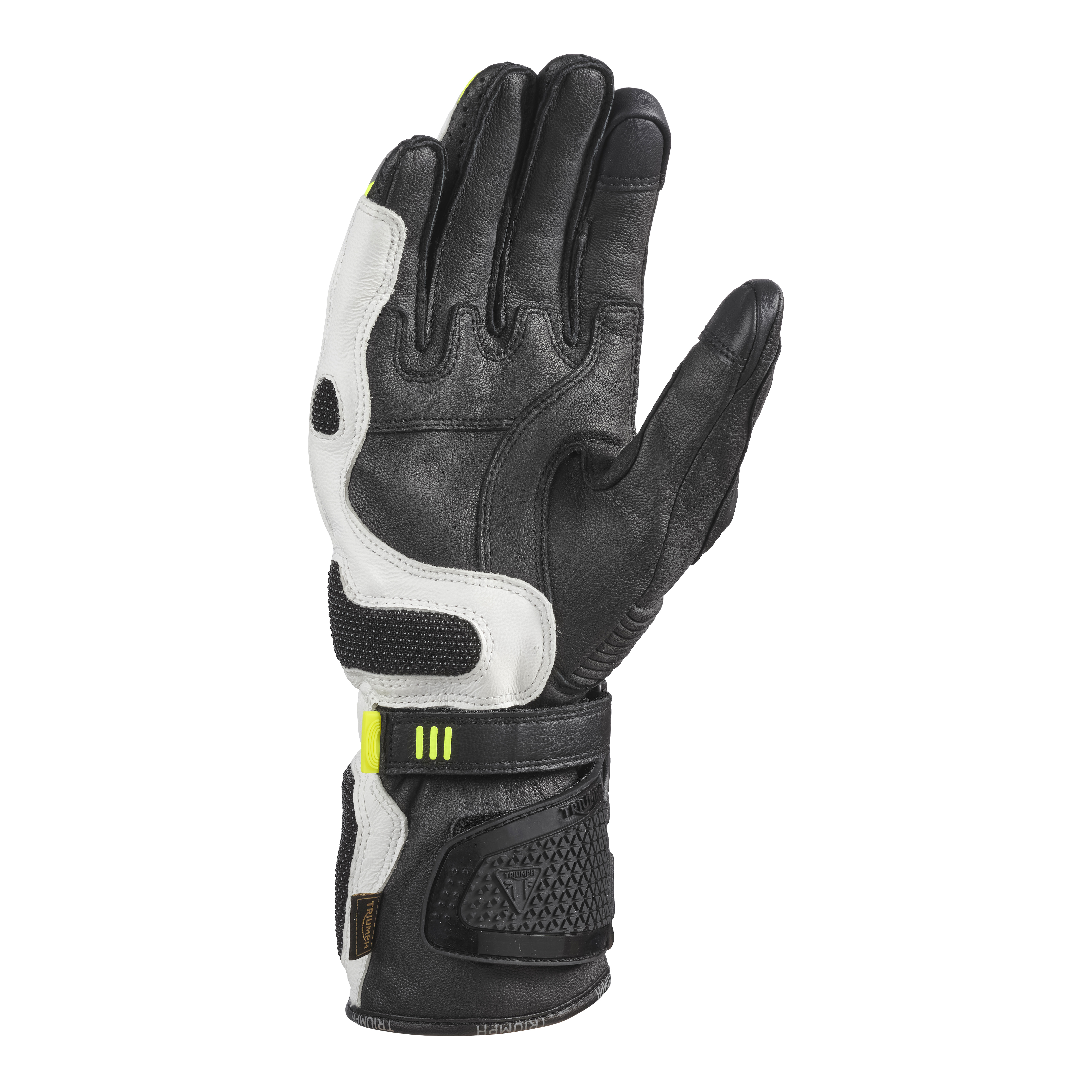 Arena Leather Gloves in Black, White and Fluro | Motorcycle Clothing