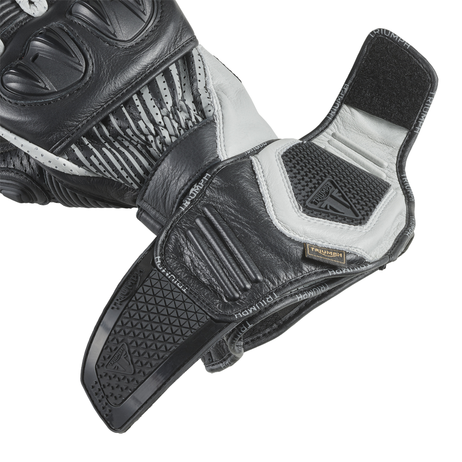 Leather Gloves in Black & Grey | Motorcycle Clothing