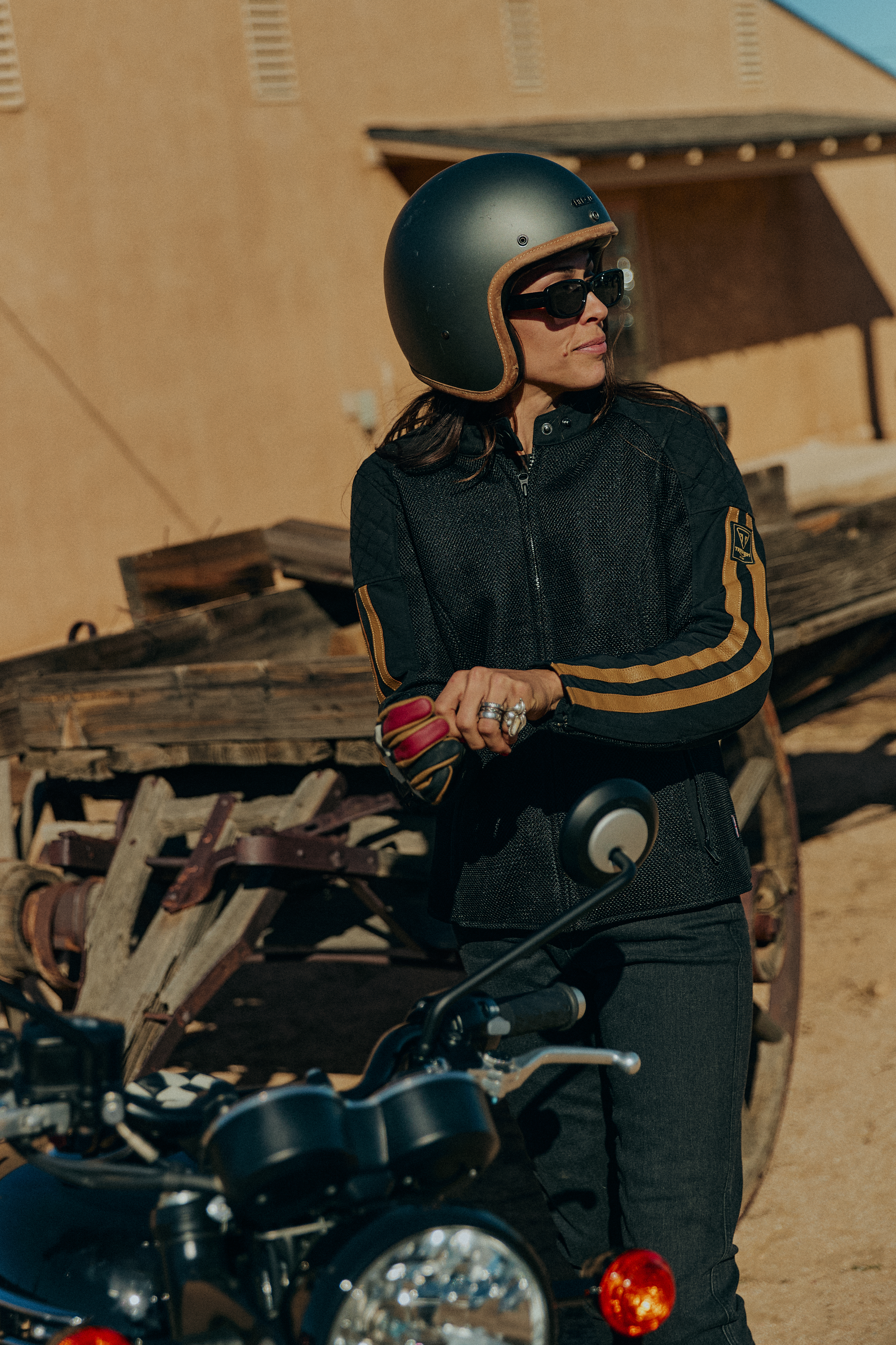 Blouson en maille rétro Braddan pour femme noir Vêtements de moto