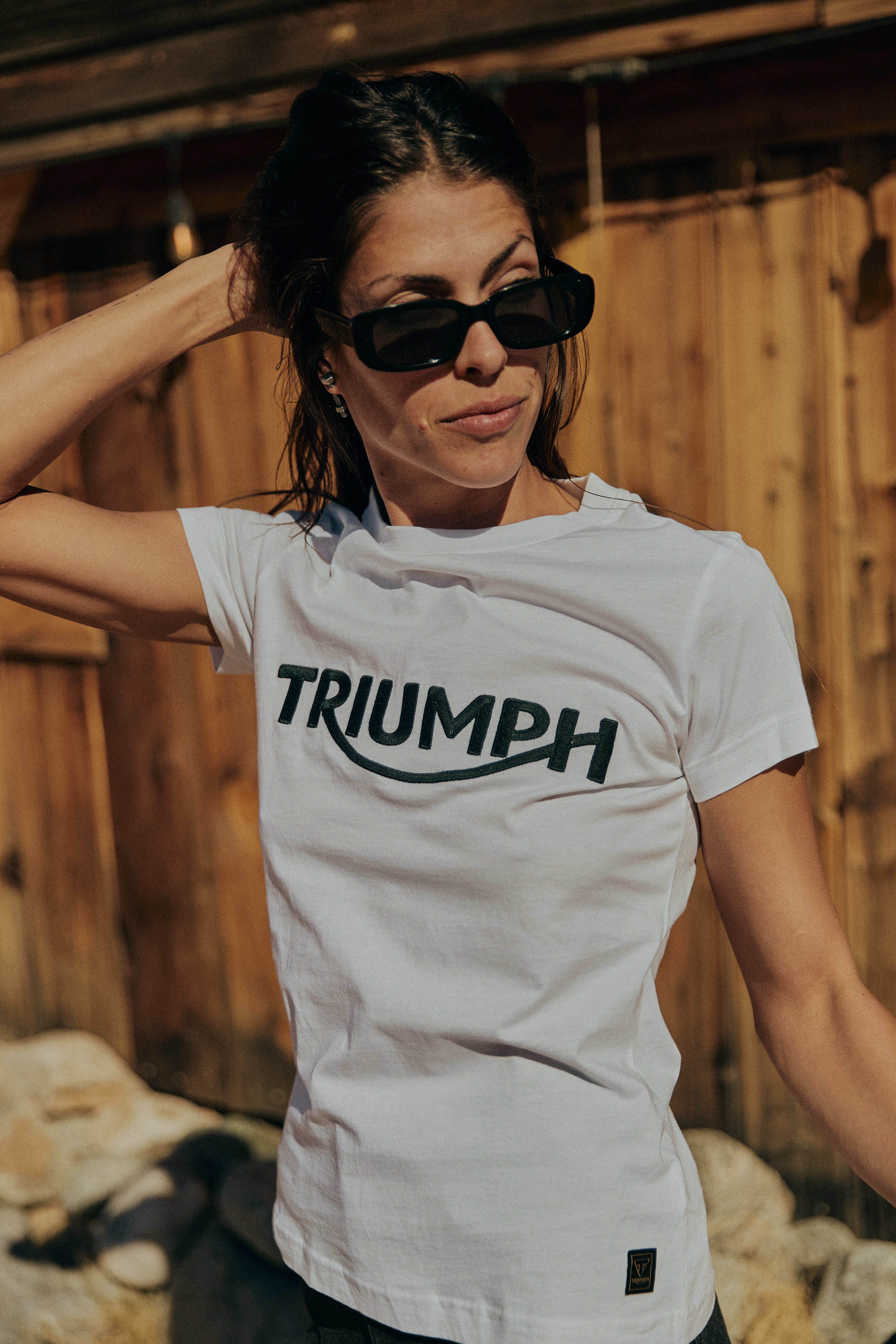 Dot mary logo tops white② ANDMARY】Dot mary logo tops