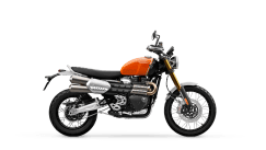 Triumph Scrambler 1200 XE in Baja Orange and Phantom Black RHS