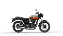 MY25 Bonneville T100 in Aluminium and baja orange CGI