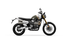 Scrambler 1200 XE in Matt Khaki Green and Matt Crystal White right hand view