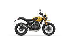 Triumph Scrambler 400 XC in Racing Yellow right hand side view