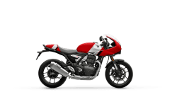Triumph Thruxton 400 in Carnival red and Aluminium silver right hand side
